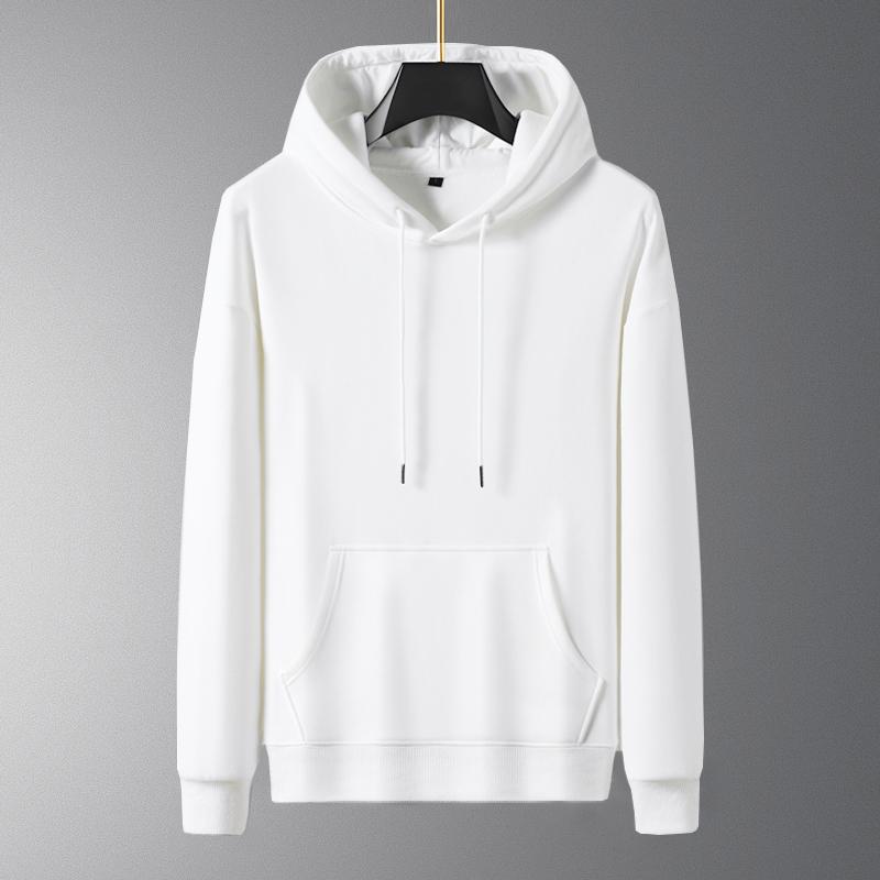 Pure Cotton Hooded Sweatshirt for Men and Women Solid Color Loose Casual Sports Jacket Plus Velvet Thickened Sweatshirt Hooded Pullover Top