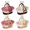 Multoclor Wicker Picnic Basket with Handle Weaving Design Wicker Woven Basket Handicraft Large Capacity Hand Basket Fruit