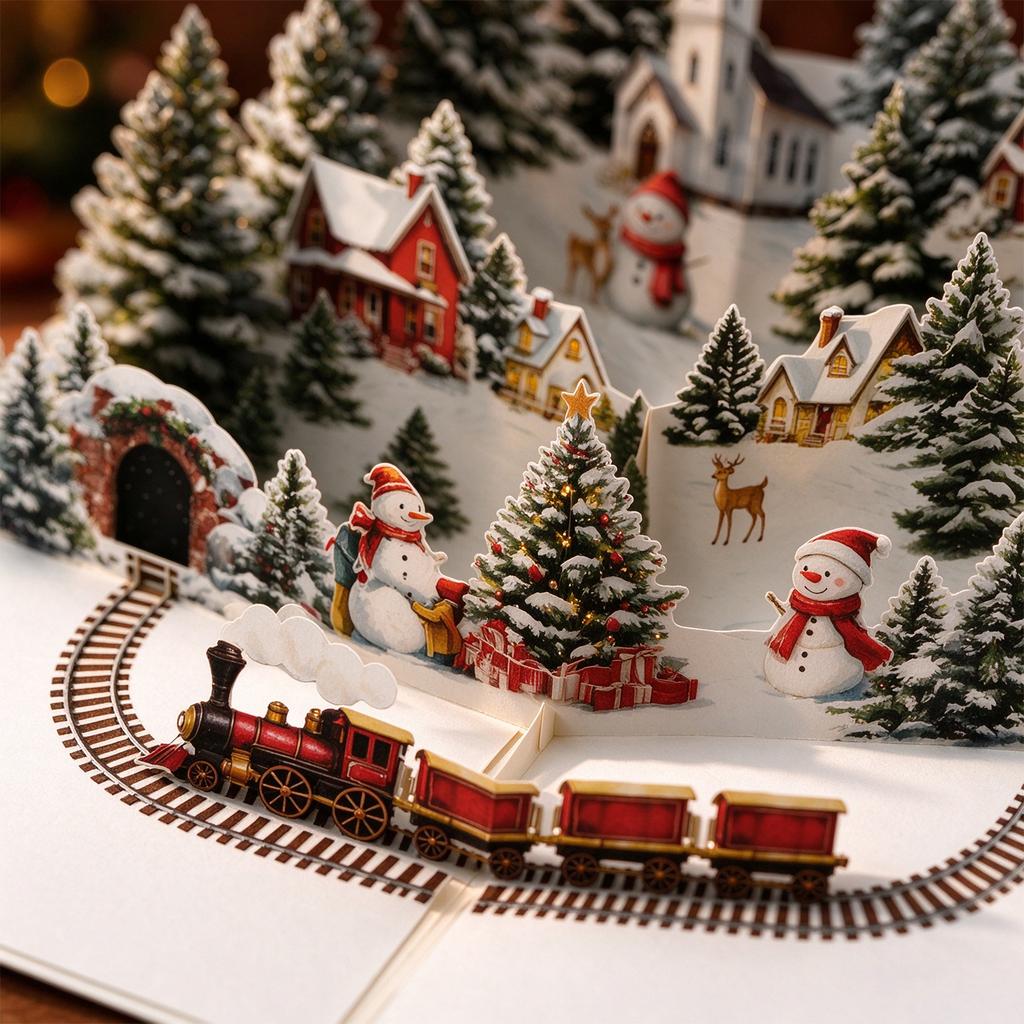 3D Christmas -Up Greeting Card, Holiday Card for Festive Wishes and Gift Giving