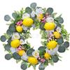 Artificial Lemon Peony Wreath Wall Hanging Decor Door Home Festival Party Decoration
