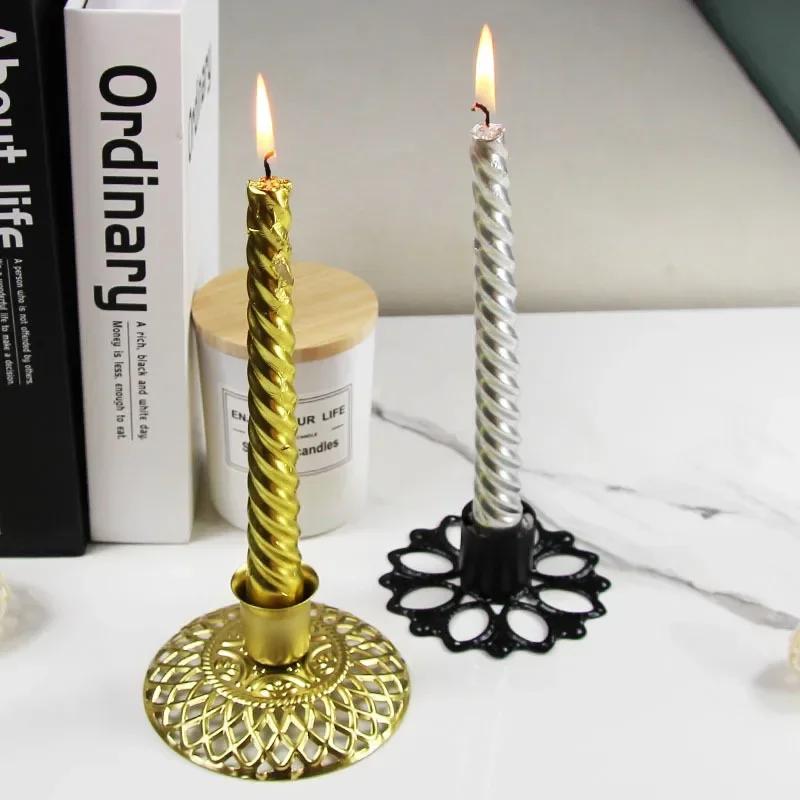 Home Decor Iron Plated Black Gold Candle Holders Decor for Wedding Party Festival Portavelas Candelabra Art Table Decoration
