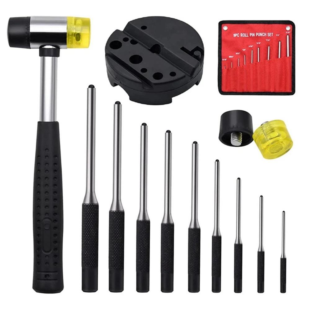

Roll Pin Punch Tools Set Woodworking Removing Repair Tools Bench Block Pin Punches And Hammer