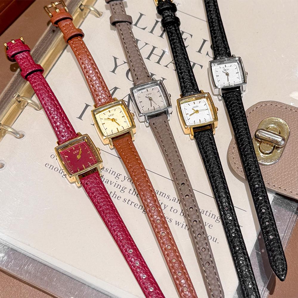 GEDI Quartz Vintage Woman Watches Square Watch Elegant Luxury Fashion Leather Strap Wristwatch Gifts Women