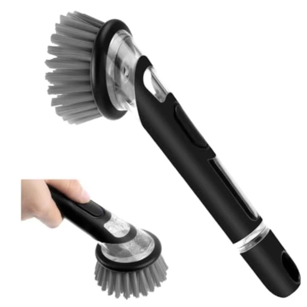 Press Cleaner Kitchen Pan Brush Non-Slip Dish Washing Scrubber Cookware Cleaner Brush  Kitchen Use