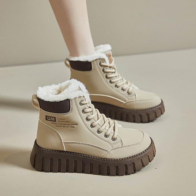 Winter Martin boots with high top and plush thick sole for casual warmth