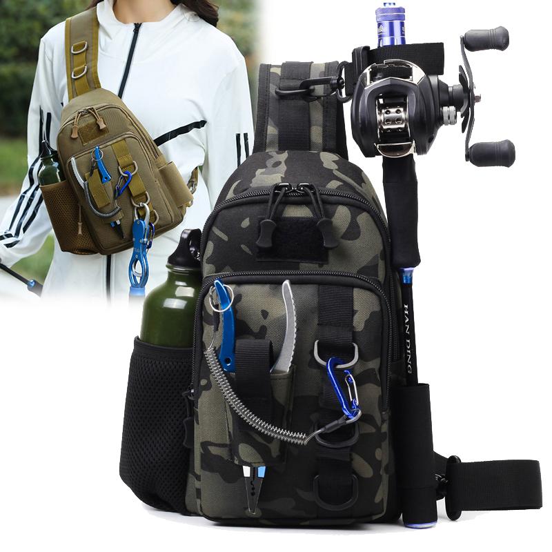 Ny Luya Brystveske Multifunksjonell Utendørs Sport Fritid Taktikk Lerret Crossbody-veske Vanntett Bærbar Oppbevaringsveske for Fiskestang