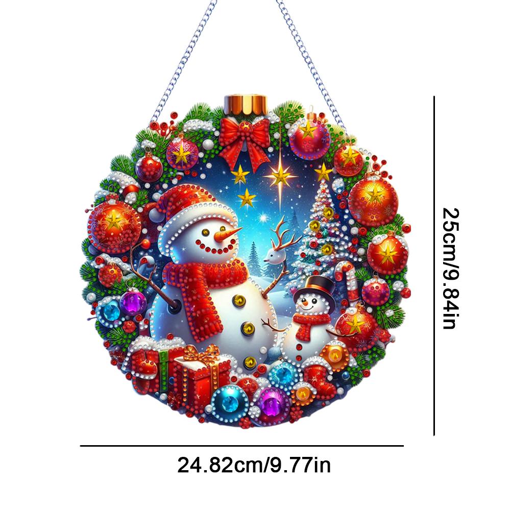 2025 Weihnachten 5D DIY Acryl Kranz Malerei Anhänger Dekor Weihnachten Diamant Malerei Girlande für Heim Fenster Tür Dekor Geschenke