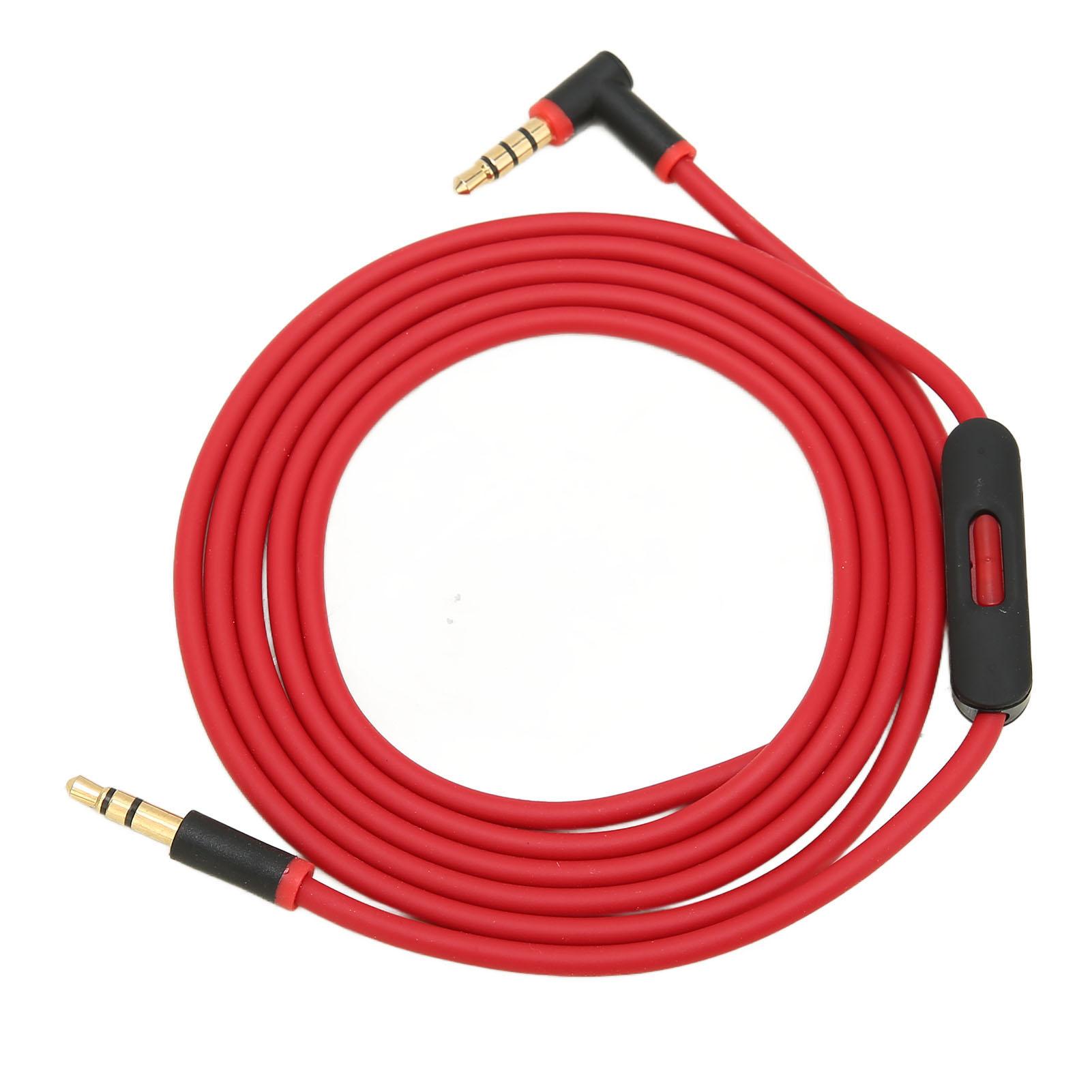 

Replacement Audio Cable with Inline Microphone and Track Control Portable Audio Cable for Headphones Black and red