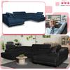 U-shaped Corner Sofa Bed, Extendable F. Bosso Family Sleeping Furniture Navy Blue Velvet