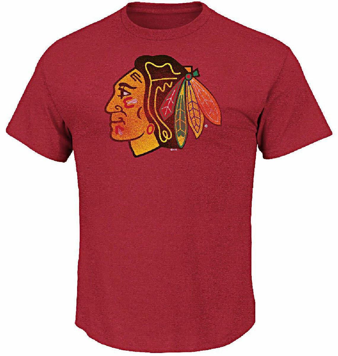Chicago Blackhawks Pigment Red Heather Big Time Play Short Sleeve T shirt S