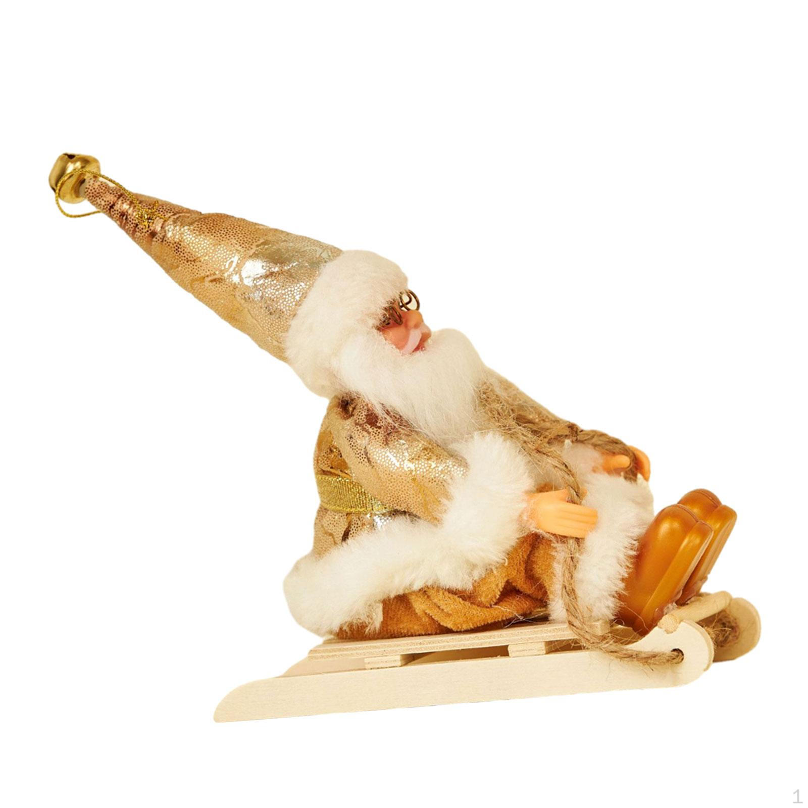 

Фигурка Санта-Клауса на лыжах, кукла, праздничная статуя, рождественские украшения для стола