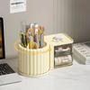 2 in 1 Creative Rotating 360° Pen Holder with Cosmetic Storage Box Student Storage Box Pen Holder Shelf  Makeup Organizers