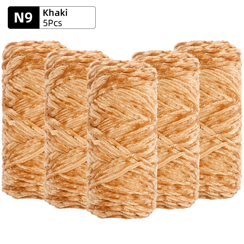5pcs Soft Polyester Velvet Yarn Set - Luxurious Chenille Yarns, DIY Knitting & Crocheting for Crafts, Hats, Blankets, Scarves