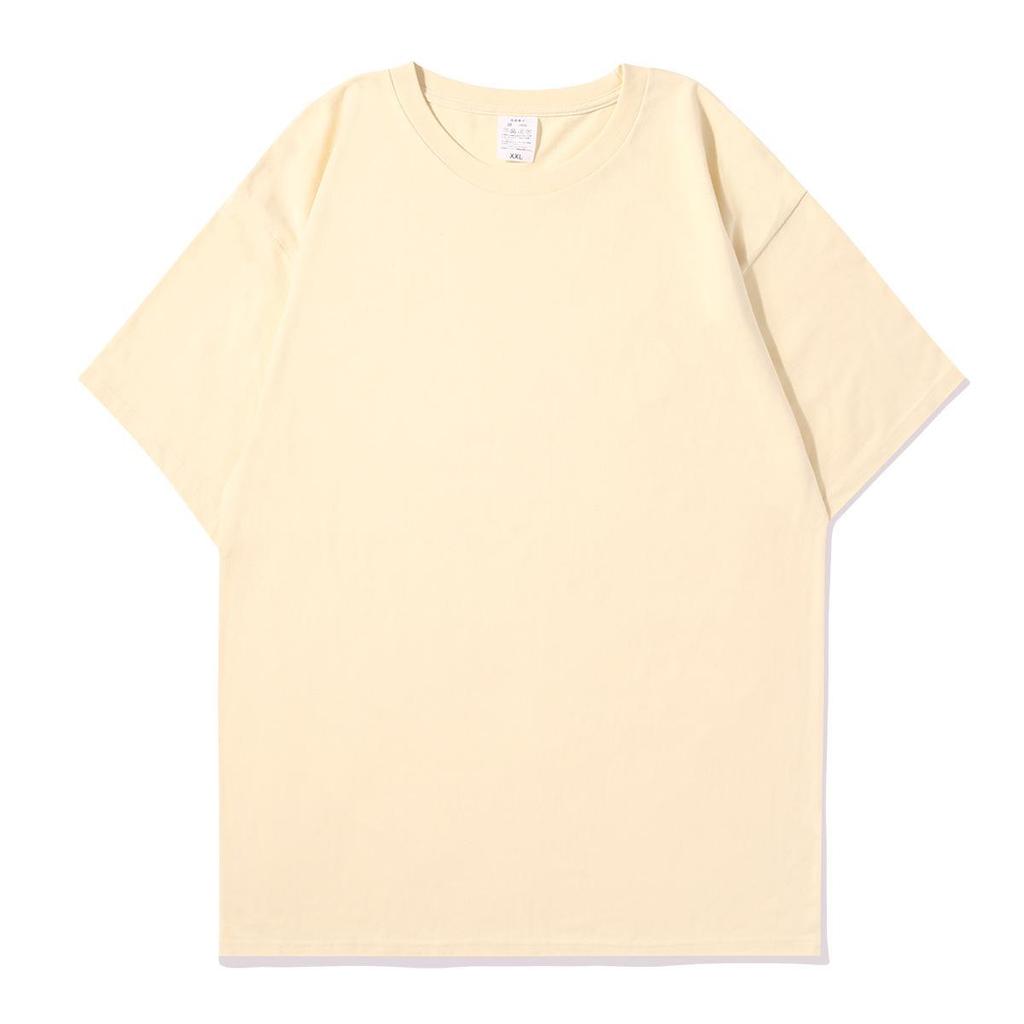 450g Heavyweight Short Sleeve Men's Summer Pure Cotton Tee with Small Collar
