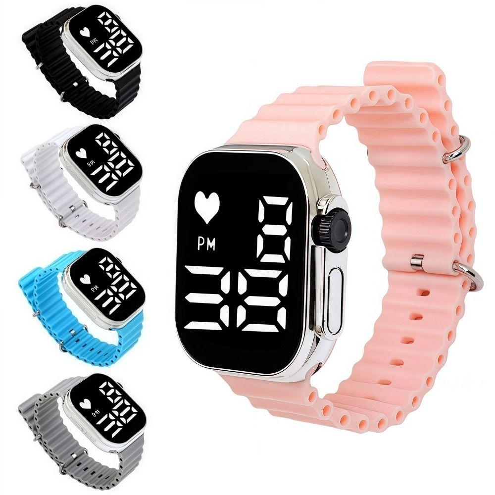 Large Dial Electronic Watch Rectangular Wristwatch Casual Digital Watch  For Boys Girls
