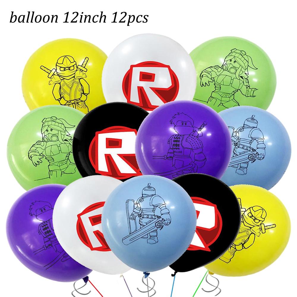 Roblox Birthday Party Decorations Supplie Game Celebration Balloons Disposable Tableware Cup Plate Baby Shower Toys Round Sensory Compression Bouncy