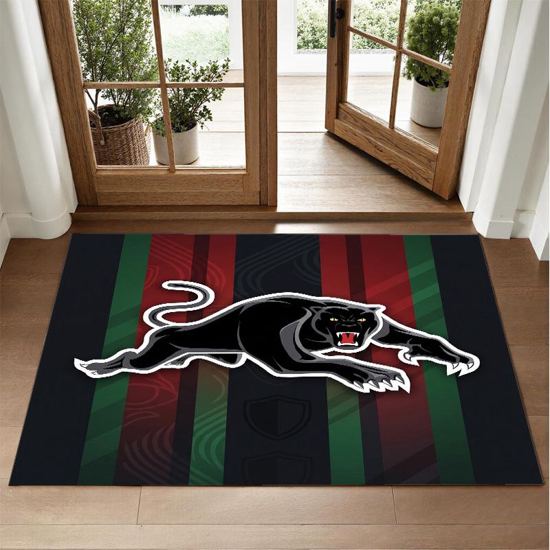 Penrith Panthers Design Crystal Velvet Rug Soft Decorative Mat for Bedroom Entrance