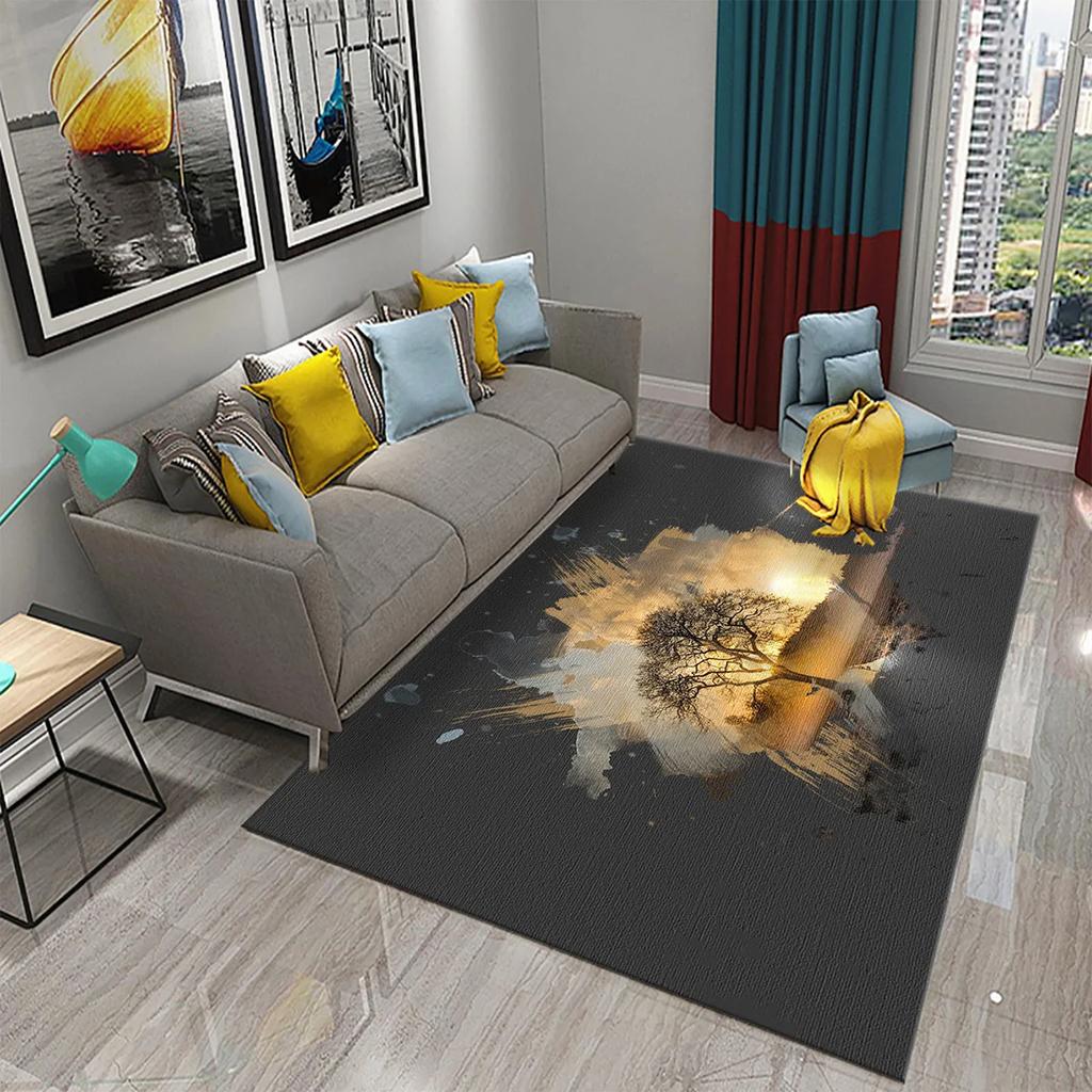 3D Colorful Abstract Tree Carpet for Kitchen Bathroom Entrance Non-Slip Carpet Living Room Balcony Bedroom Decor Floor Mat Rugs
