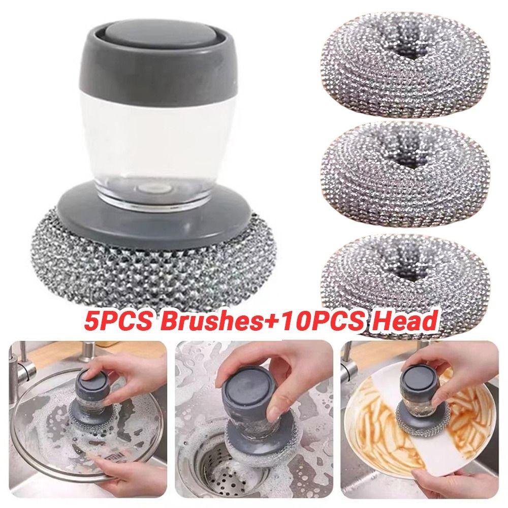 5Pcs Creative Soap Dispenser Brush Liquid-added Ball Pot Brush Scrubber  Cleaning Tool