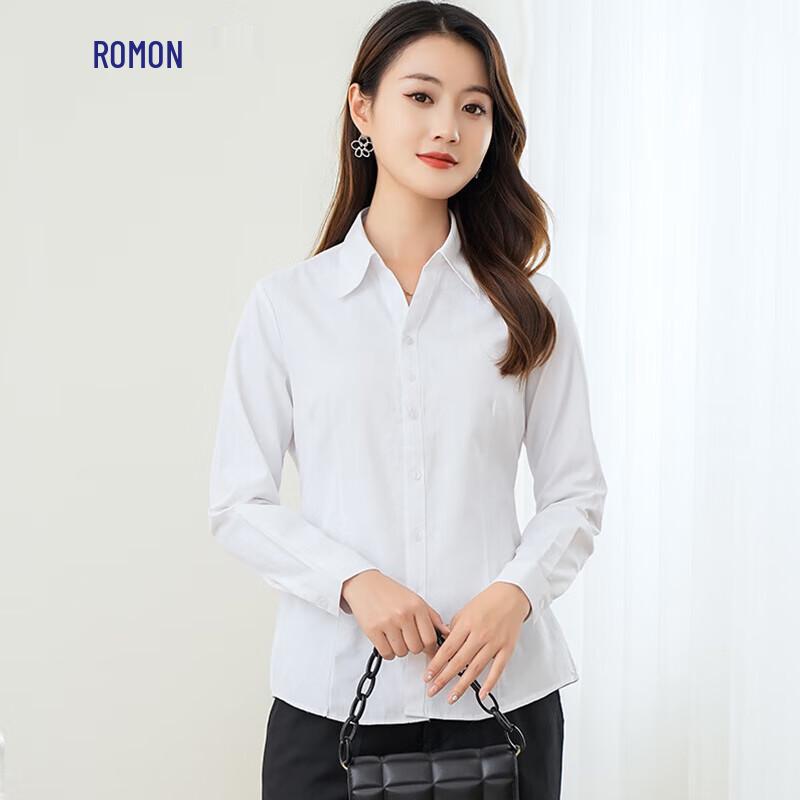 Lomeng Women's Slim Fit V-Neck Cotton Blend Long Sleeve Business Shirt