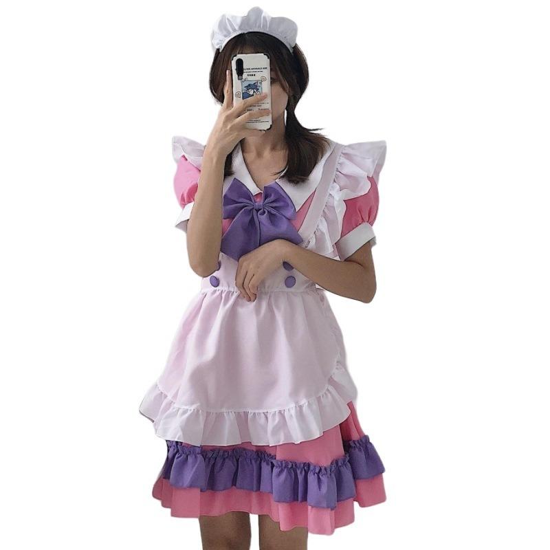 Original Anime Female Pink Dress Set Soft Girl Lolita Maid Dress Cosplay Dress Women's Dress
