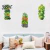 Removable Floral Wall Art 3Pcs 3D Succulents Stickers Vertical Plant Landscape Decals Waterproof PVC Mural Creative Soft Decoration Gifts Peel And
