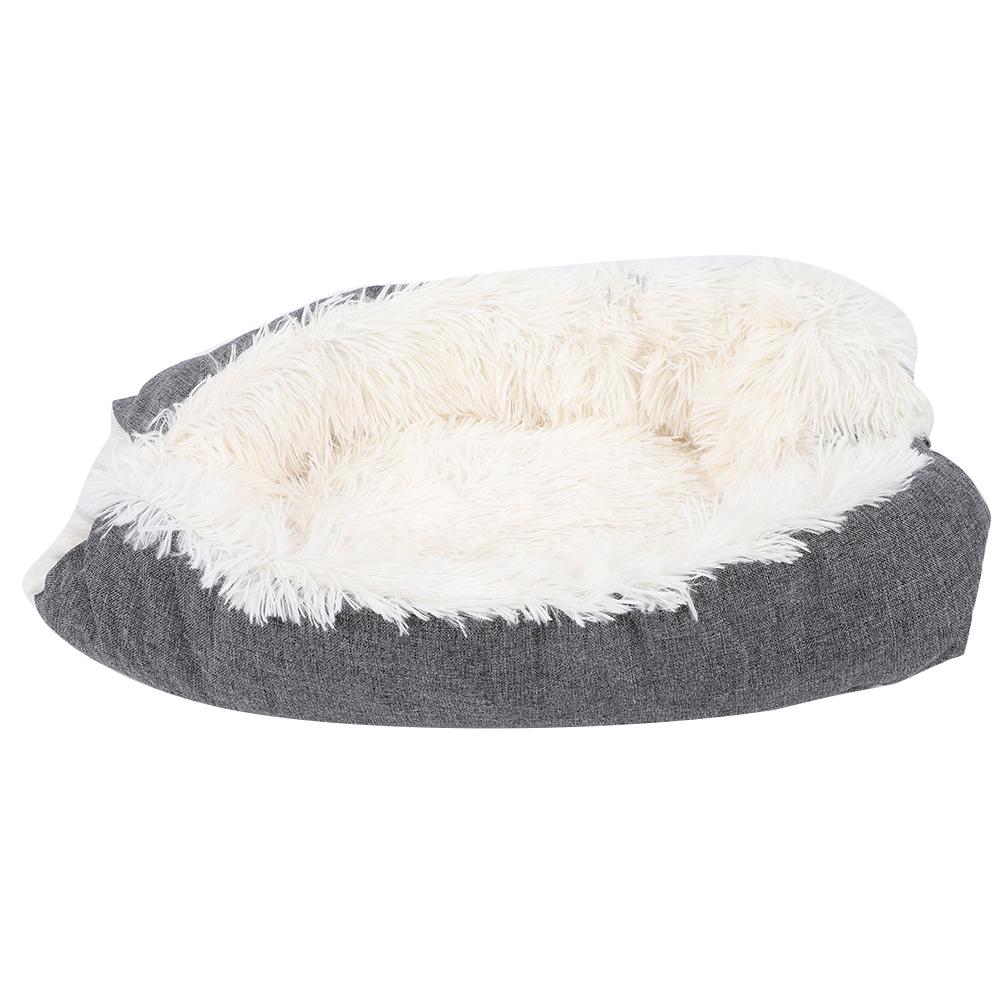 2 In 1 Plush Cat Bed House Foldable Pet Bed Mat Soft Warm Sleeping Bag Pet SupplyWhite