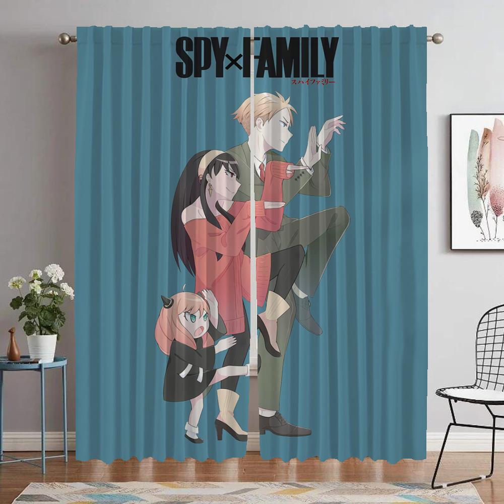 Spy X Family Curtains Child Room Blackout Curtain for Room 2 Panel Tulle for Bedroom Partition Halloween Decoration Shades Home