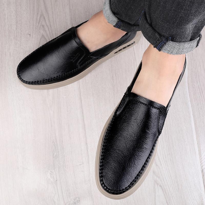 Fashion Brand New Handmade Leather Men Shoes Thick Soled Non-slip Fashion Sneaker Business Flats Casual Loafers Shoes Men Driving Shoes
