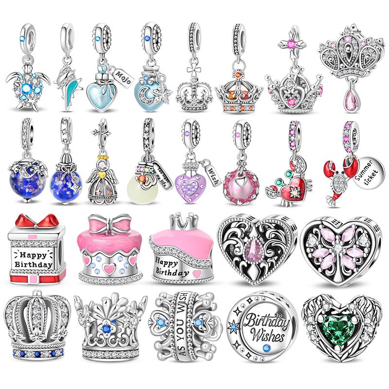 100% Copper Crown Shrimp Crab Charms Beads Butterfly Heart Birthday Pendants Fit Bracelet Jewelry Gifts Marking