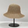 Summer Vacation Style Hat Edge Can Be Styled Straw Hat Solid Color Straw Versatile Internet Celebrity Bucket Hat Women'S Handmade Crochet Basin Hat