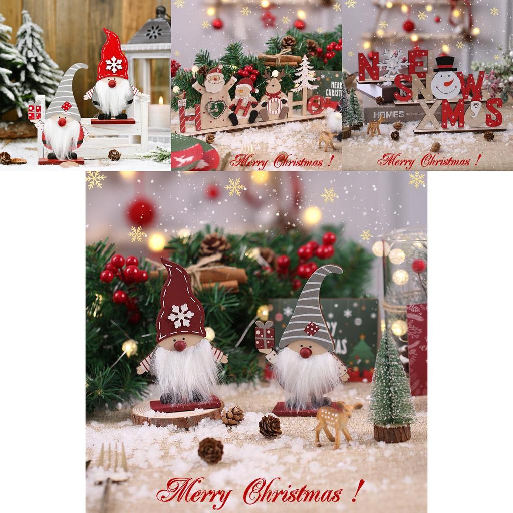 Whimsical Holiday Tabletop Decorations Featuring Cartoon Style Christmas Accents