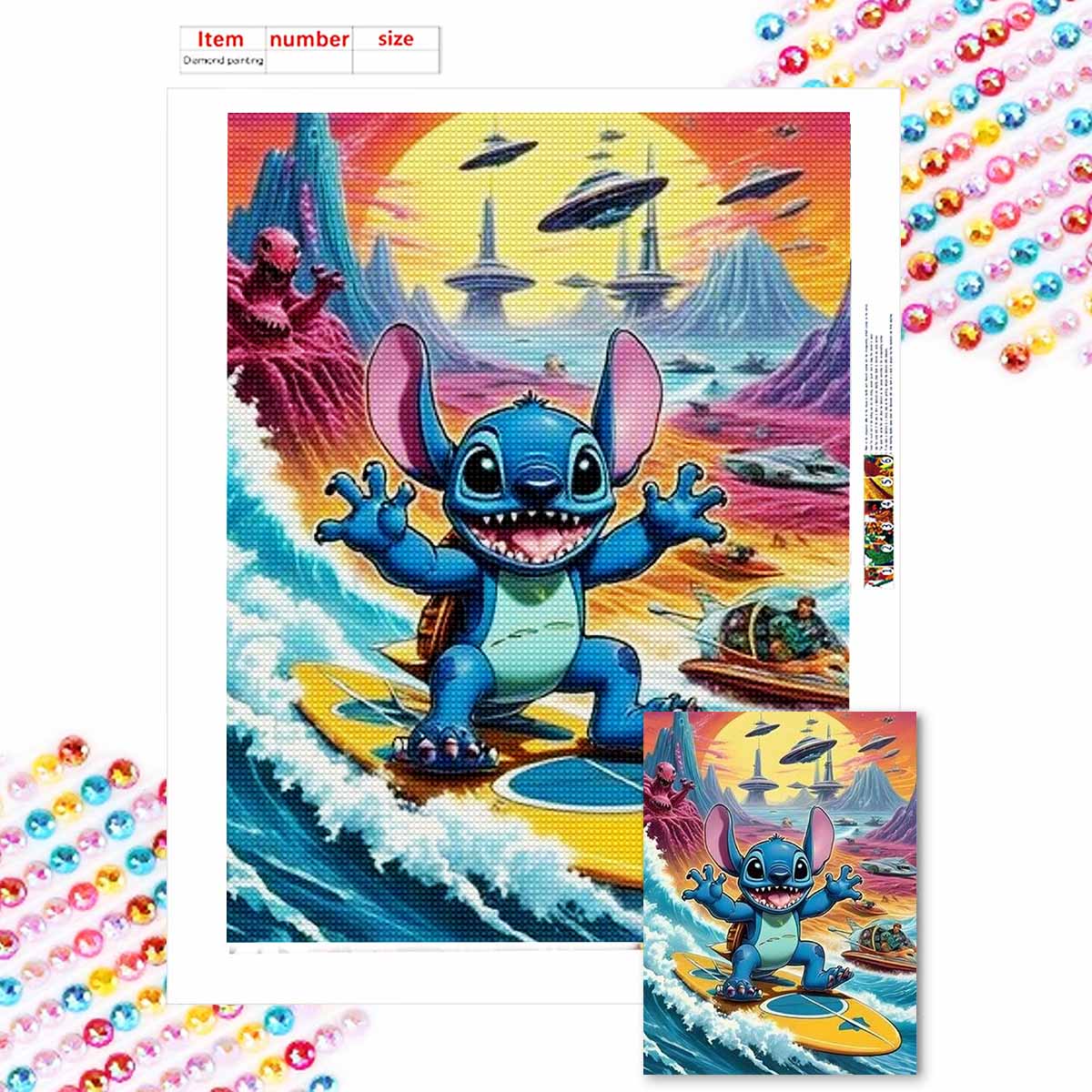 

5D Diy Diamond Painting Stitch on The Surf Full Drill Rhinestones Mosaic Embroidery Handmade Products Home Decor Gift Round 20x30cm