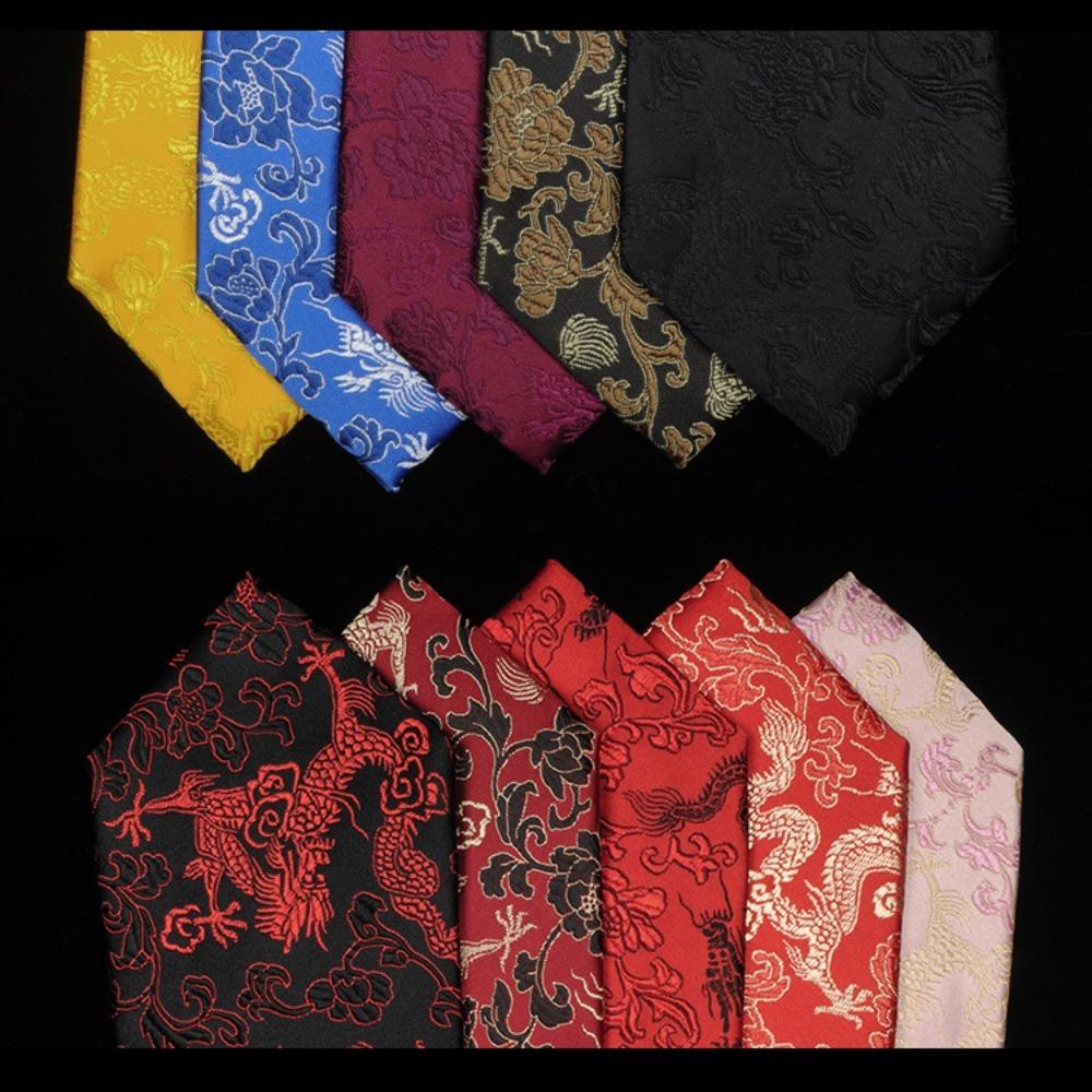 Adjustable Jacquard Silk Tie National Men Necktie Fashion Chinese Dragon Pattern Tie Wedding