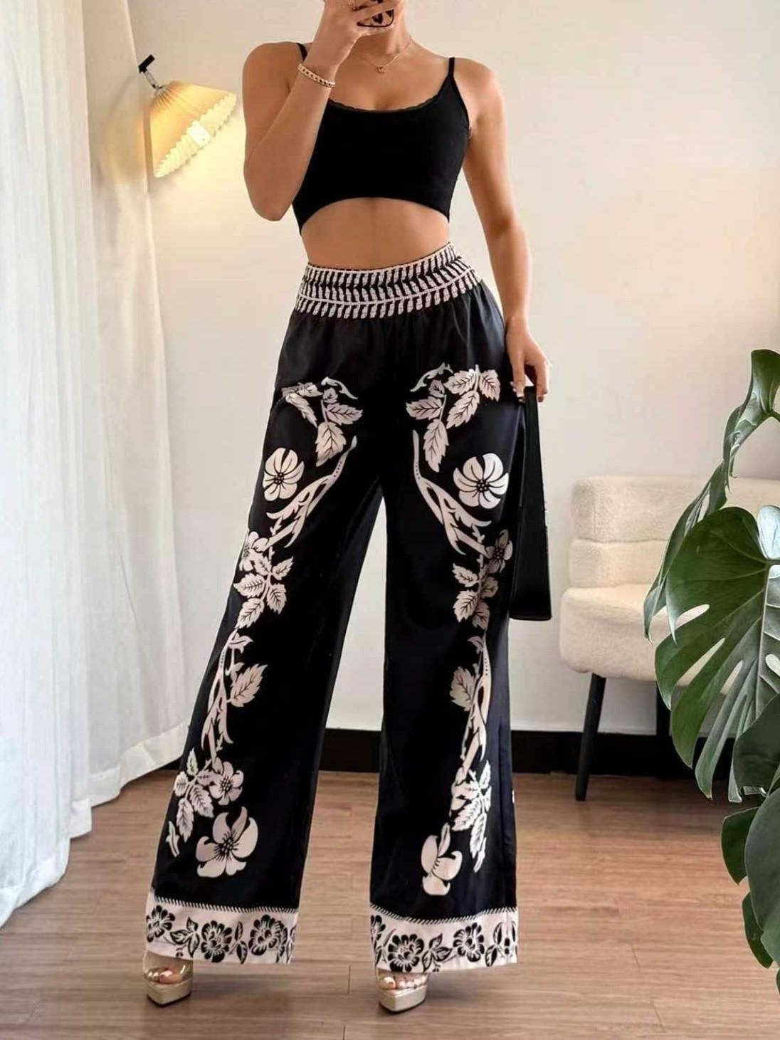 

Женские повседневные брюки с принтом в стиле Spicy Girl, широкие Double Extra Large чёрный