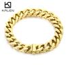 Kalen 10/12/13MM Cuban Chain Heavy Bracelet Shiny Necklace for Men 316L Stainless Steel Gold Color Jewelry Birthday P arty Gift