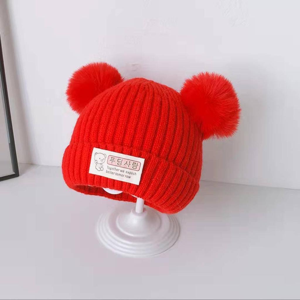 Newborn Teddy Bear Hat Knit Cotton Lined Winter Thermal Thickened Cap Adorable Infant Baby Boy Girl Gift