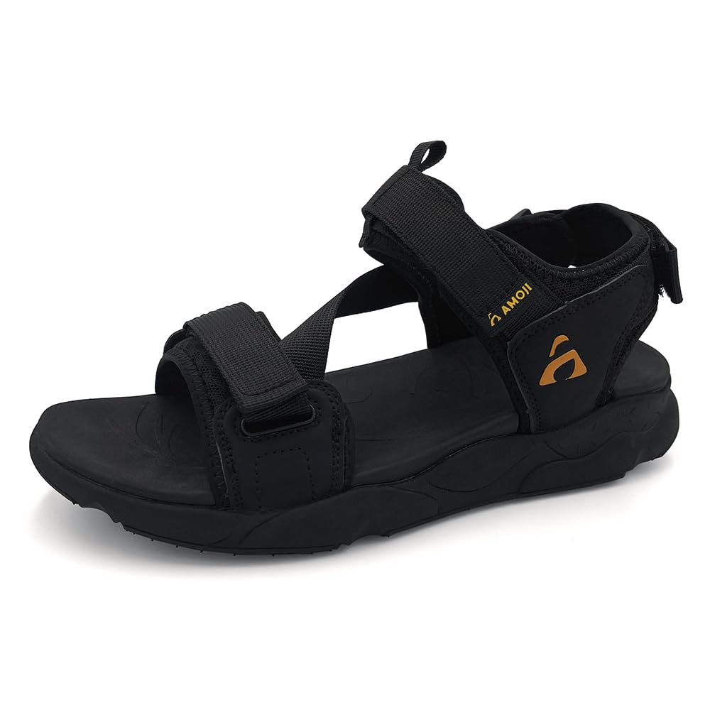 Sport Fashion Outdoor ES707 Black [Amoji] Men s Sandals, Women s Sandals, Sandals, Sandals, Stylish, River, Beach, Velcro, Strap, Driving, Adjustable,