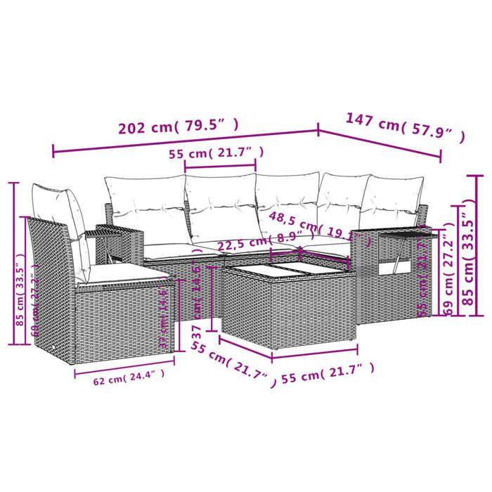 VidaXL Garden Lounge Set with Cushions 6 Pcs, Patio Sofas, Patio Furniture Set, Outdoor Furniture, Brown 3220182