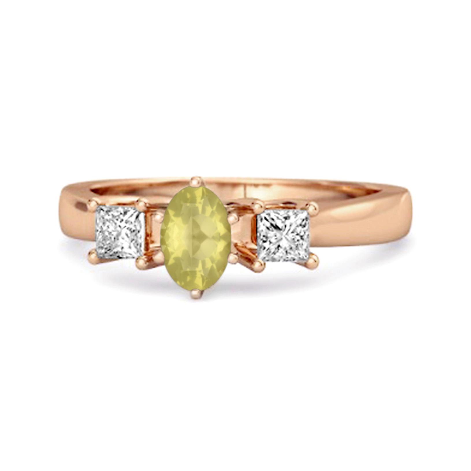 

Lemon Quartz Elegant Three Stone Ring - 925 Sterling Silver Rose Gold Vermeil 10.5 рожевий колір золота
