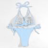 Women's High Waist Plus Size Swimsuit Bikini Color Pleated Split Two Piece Swimsuit