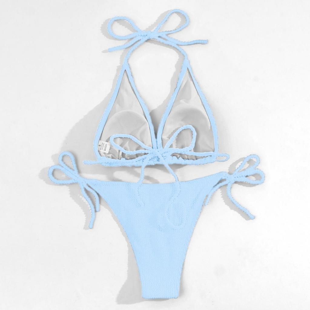 Women's High Waist Plus Size Swimsuit Bikini Color Pleated Split Two Piece Swimsuit