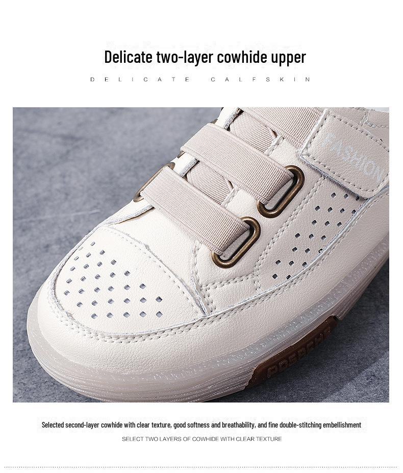 Summer Korean-Style Women's Hollow Velcro Sneakers - Soft, Trendy, and Perforated Design.