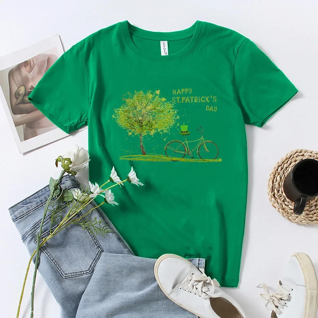Lucky St. Patrick's Day Woman T-shirt Summer Short Sleeve Tee Casual Green Tshirt Woman Top