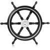 Premium Sailor's Hand Crafted Brass & Wooden Ship Wheel | Luxury Gift Decor | Boat Collectibles (Black (Aluminum Ring), 16 Inches)