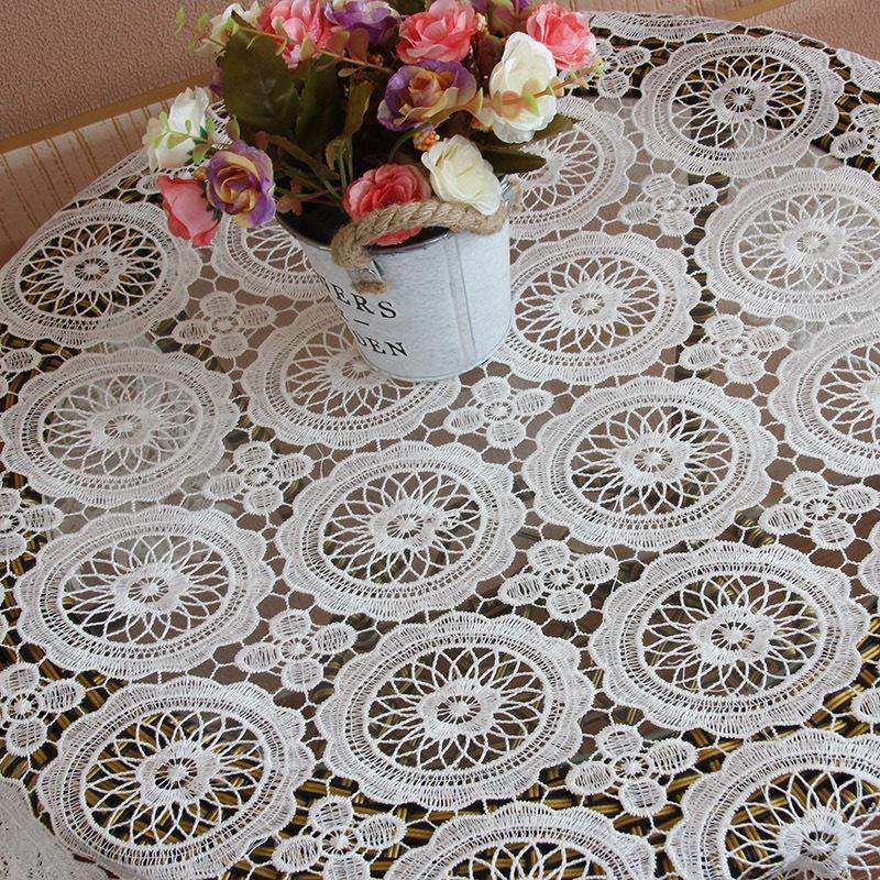 New French Water-Soluble Lace Tablecloth Embroidery Crochet Hollow Fabric Bedside Table Dustproof Multi-Purpose Cover Towel