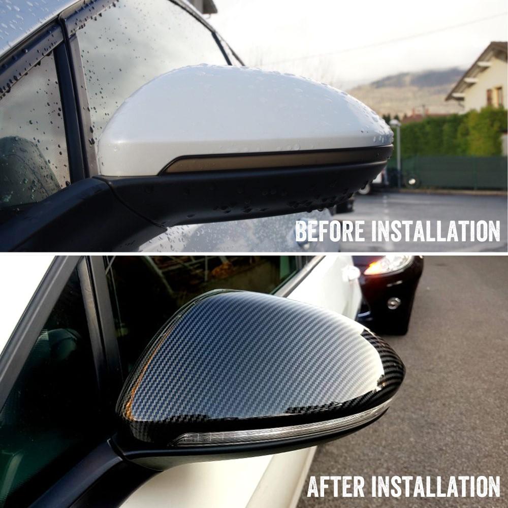 Carbon Look Door Side Mirror Cover Caps Replace Fits VW Golf 7 GTI MK7 15-2019