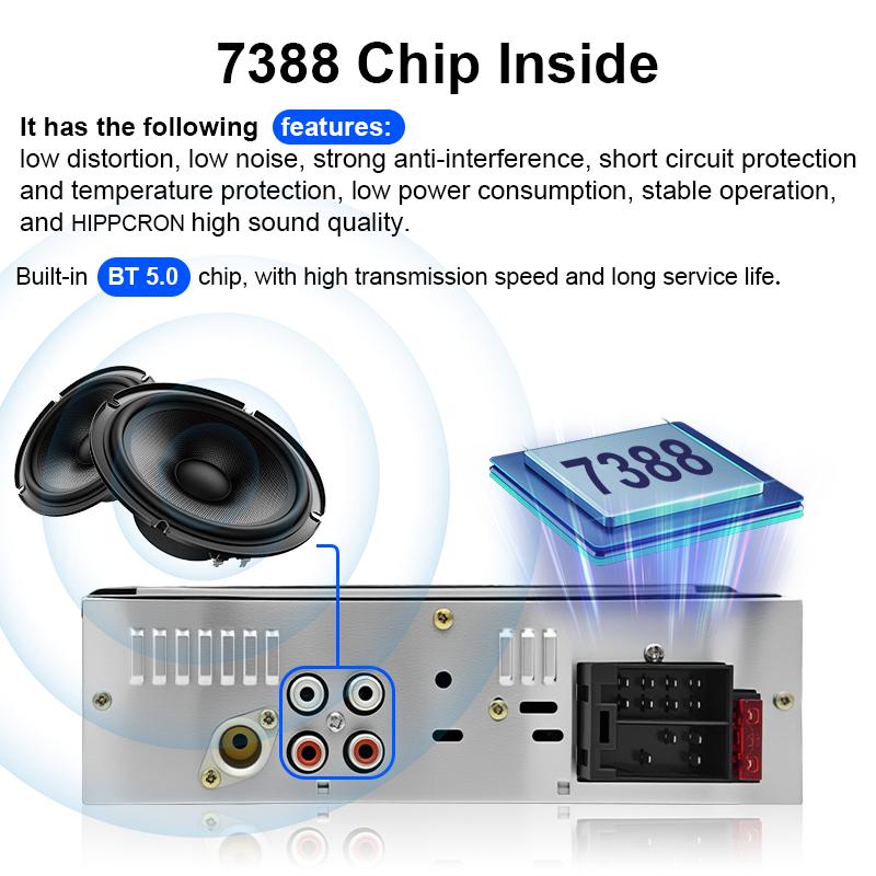 Car MP3 Player 1 DIN Car Radio 7 Colorful Lights Stereos for Car Universal FM Music Radio with Remote Control Bluetooth Hands-free Music Smart Voice