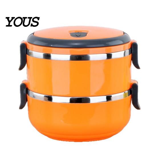 Separate Layer Bento Box Stackable Insulated Lunch with Handle, Stainless Steel Interior Easy Cleaning Portable Thermal Design, Leak-Proof Food