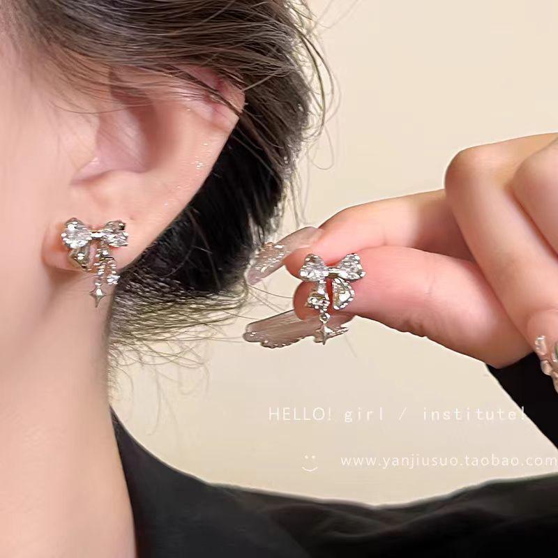Exquisite Cubic Zirconia Butterfly Starburst Stud Earrings: Trendy, Versatile, High-End Fashion for Women